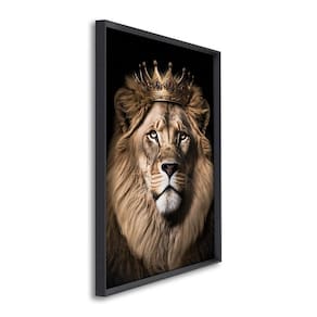 Quadro Decorativo Motivacional Leão Rei com 1 Tela Cm ou Cm de Parede para Sala Quarto Hall 60cm X 9 Preto