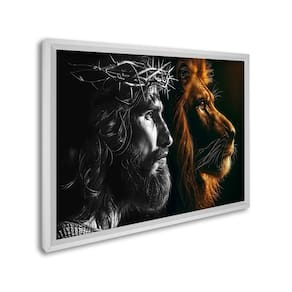 Quadro Decorativo Religioso Jesus e o Leão com 1 Tela cm ou cm de Parede para Sala Quarto Hall 60cm Branco