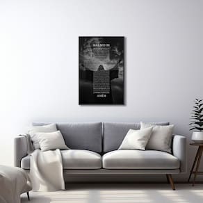 Quadro Decorativo Religioso Bíblia Salmo 91 com 1 Tela Cm ou Cm de Parede para Sala Quarto Hall 60cm Preto