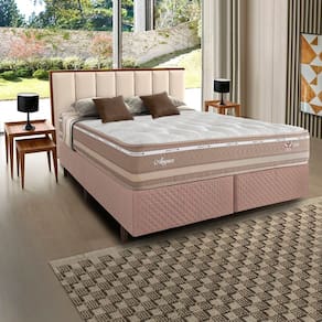 Colchão Molas Maxspring Angres King 193x28x203cm Branco/Bege