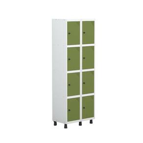 Armário Locker Roupeiro 8 Portas Aço Grp 502/8 Branco/Verde Miró