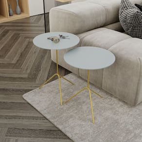 Conjunto Mesa de Canto Pugly 55x40x40cm Cristal/ Dourado