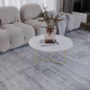 Mesa de Centro Trude Redonda 30cm X 67cm X 67cm Branco/ Dourado