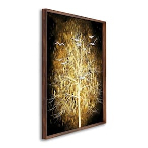 Quadro Decorativo Árvore e Gaivotas com 1 Tela Cm ou Cm de Parede para Sala Quarto Hall 60cm X 90cm Marrom