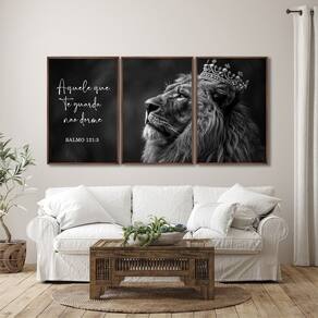 Quadro Decorativo Preto e Branco Nunca Foi Sorte, Sempre Foi Deus Modelo Preto e Branco com 3 Telas Marrom