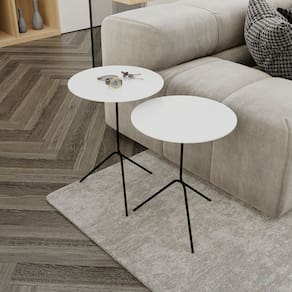 Conjunto Mesa de Canto Pugly 55x40x40cm Branco / Preto