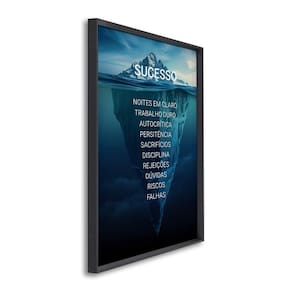 Quadro Decorativo Motivacional Sucesso com 1 Tela Cm ou Cm de Parede para Sala Quarto Hall 60cm X 90 Preto