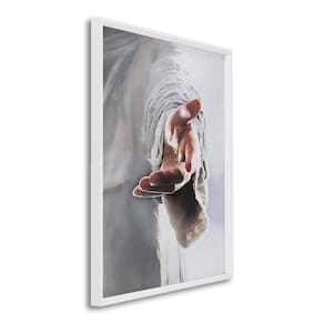 Quadro Decorativo Religioso Mão de Deus Pai com 1 Tela Cm ou Cm de Parede para Sala Quarto Hall 60cm Branco
