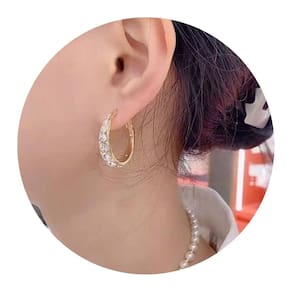Brinco Feminino Luxo Argola Pequeno Strass Brilho