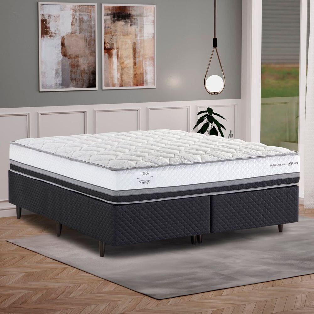 Colchão Molas Ensacadas Floripa Queen 158cm Preto / Branco