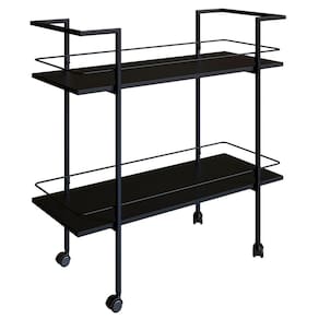 Carrinho Bar Industrial Com Rodizios P1036 Preto PP Milani Store