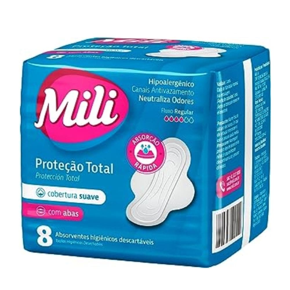 Absorv Mili P.Total Suave C/Abas 8