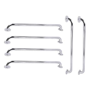 Barra de Apoio 70cm Inox Kit 6 Unidades Criança Idoso Acessibilidade Gestante Deficiente Banheiro Box Casa Segurança Corrimao Suporte Proteçao