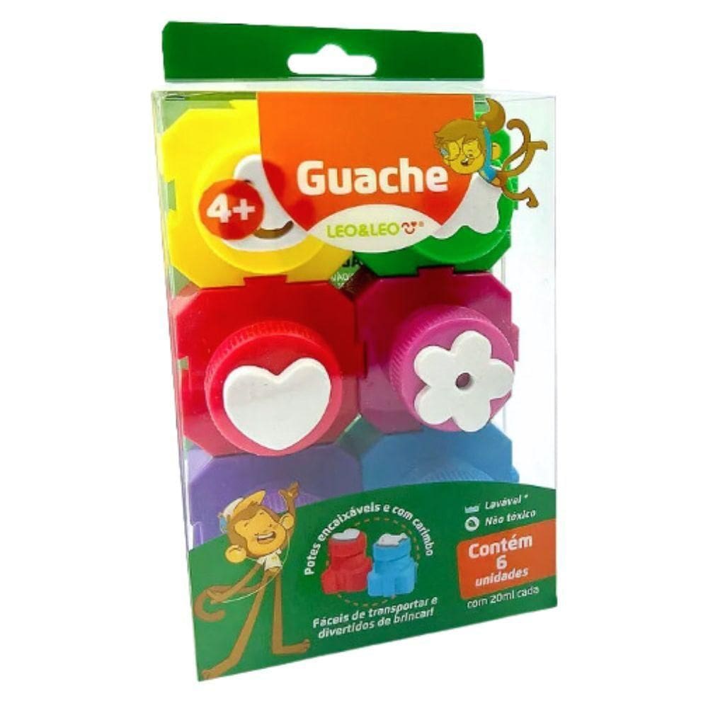 Guache Com Pote Encaixável E 6 Carimbos Leo&leo