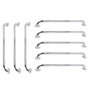 Barra de Apoio 70cm Inox Kit 8 Unidades Idoso Criança Gestante Deficiente Acessibilidade Casa Banheiro Box Suporte Corrimao Proteçao Segurança