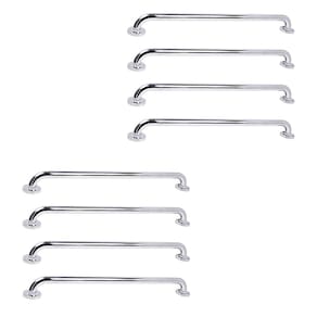 Barra de Apoio 70cm Inox Kit 8 Unidades Idoso Criança Gestante Deficiente Banheiro Box Suporte Corrimao Escada Segurança Acessibilidade Proteçao