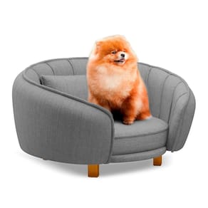 Mini Cama Poltrona Pet Lary Baby Para Cachorro Linho Cinza - Desk Design