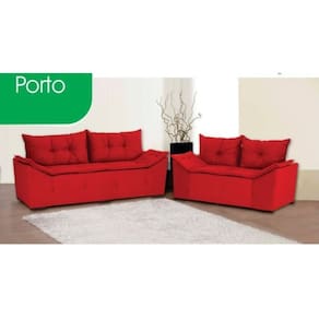 Malu Conjunto Estofado Porto 3X2 Sued Animale Vermelho