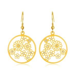 Brincos pendentes ELYA banhados a ouro com flores de cristal