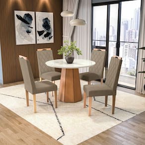 Conjunto Mesa Jade com 4 Cadeiras 105cm X 105cm X 80cm Euca/ Cinza