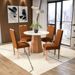 Conjunto Mesa Jade com 4 Cadeiras 105cm X 80cm X 105cm Euca/Terracota