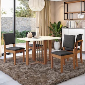 Conjunto Mesa Antonela com 4 Cadeiras Canela/Titanio