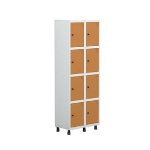 Armário Locker Guarda-roupa 8 Portas Aço Grp 502/8 Branco/Laranja Picasso