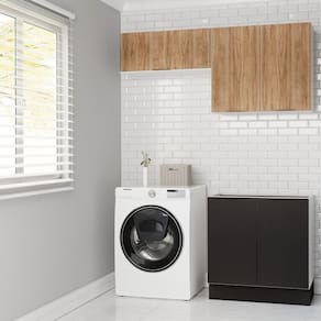 Lavanderia Modulada 3 Peças sem Tampo com Rodapé Ipanema Cabecasa Madeiramadeira Grafite Trama/Acácia