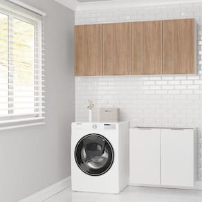 Lavanderia Modulada 3 Peças sem Tampo sem Rodapé Ipanema Cabecasa Madeiramadeira Branco/Acácia