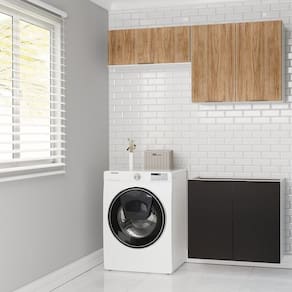 Lavanderia Modulada 3 Peças sem Tampo sem Rodapé Ipanema Cabecasa Madeiramadeira Grafite Trama/Acácia