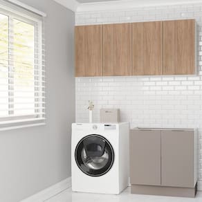 Lavanderia Modulada 3 Peças sem Tampo com Rodapé Ipanema Cabecasa Madeiramadeira Cinza/Acácia