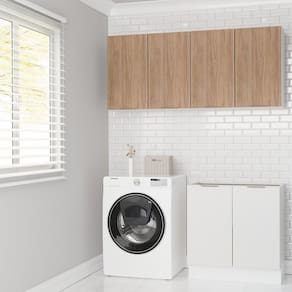 Lavanderia Modulada 3 Peças sem Tampo com Rodapé Ipanema Cabecasa Madeiramadeira Branco/Acácia