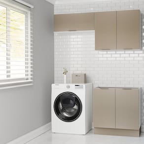 Lavanderia Modulada 3 Peças sem Tampo com Rodapé Ipanema Cabecasa Madeiramadeira Cinza Trama