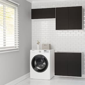 Lavanderia Modulada 3 Peças sem Tampo sem Rodapé Ipanema Cabecasa Madeiramadeira Grafite Trama