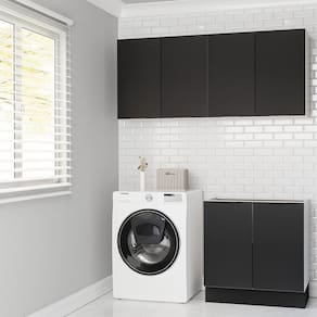 Lavanderia Modulada 3 Peças sem Tampo com Rodapé Ipanema Cabecasa Madeiramadeira Grafite Trama