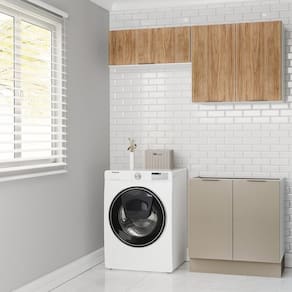 Lavanderia Modulada 3 Peças sem Tampo com Rodapé Ipanema Cabecasa Madeiramadeira Cinza/Acácia