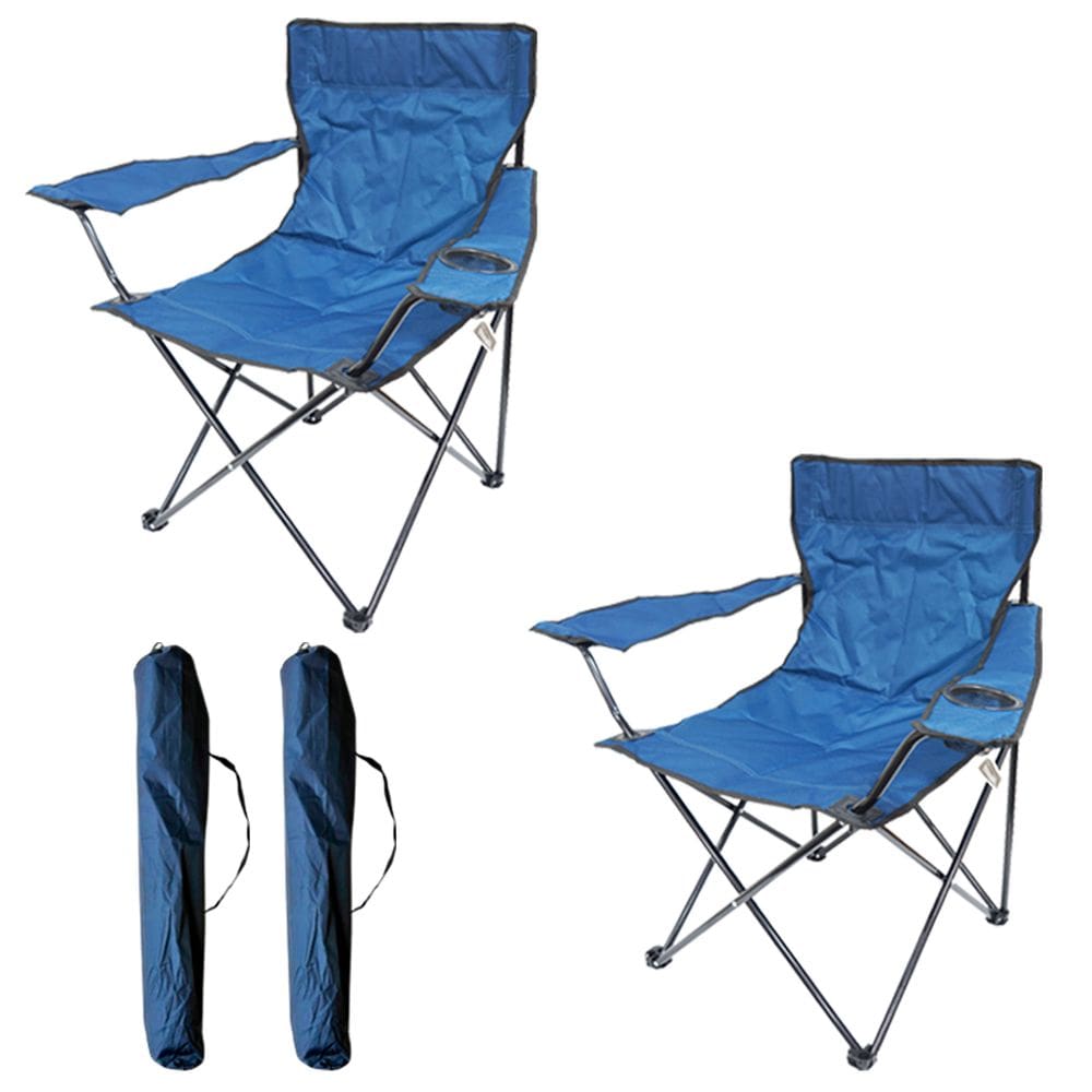 2 Cadeiras Banco Banqueta Pesca Camping Praia com Apoio de Braço e Porta Copos Importway Iwcdc kt2