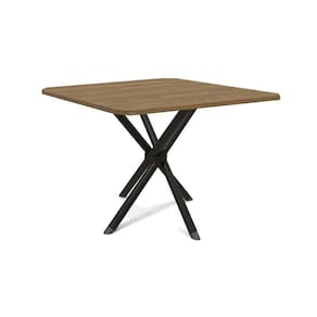 Mesa de Sala Jantar Volga c/ Tampo 90cm Preto Fosco/Nogueira - Kappesberg