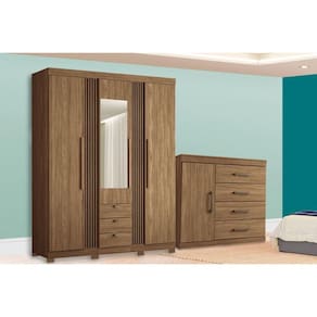 Guarda Roupa 2 Peças (1GuardaRoupa+1Cômoda) QC229 Jatobá - Santos Andirá