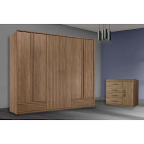 Guarda Roupa 2 Peças (1GuardaRoupa+1Cômoda) QC196 Jatobá - Santos Andirá