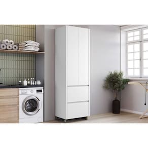 Armário Multiuso Lavanderia Rainha c/ 2 Portas e 2 Gavetas 70cm Branca - Nesher