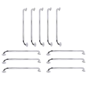 Barra de Apoio 70cm Inox Kit 11 Unidades Idoso Cadeirante Deficiente Gestante Suporte Anti Queda Evita Acidente Banheiro Box Varanda Casa