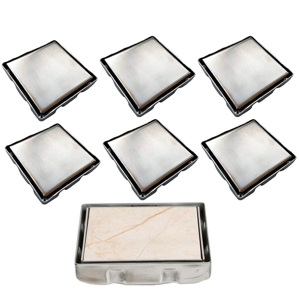 Ralo Oculto Invisivel 15x15 Discreto Kit 7 Uni Aço Inox Cozinha Lavabo Banheiro Varanda