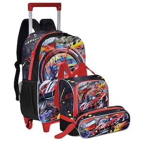 Kit Mochila De Rodinha Lancheira e Estojo  Fast Machine Clio FM24504KT