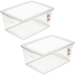 2 Caixas Organizadoras Plástica 60L Tampa My Closet Ordene Transparente Empilháveis