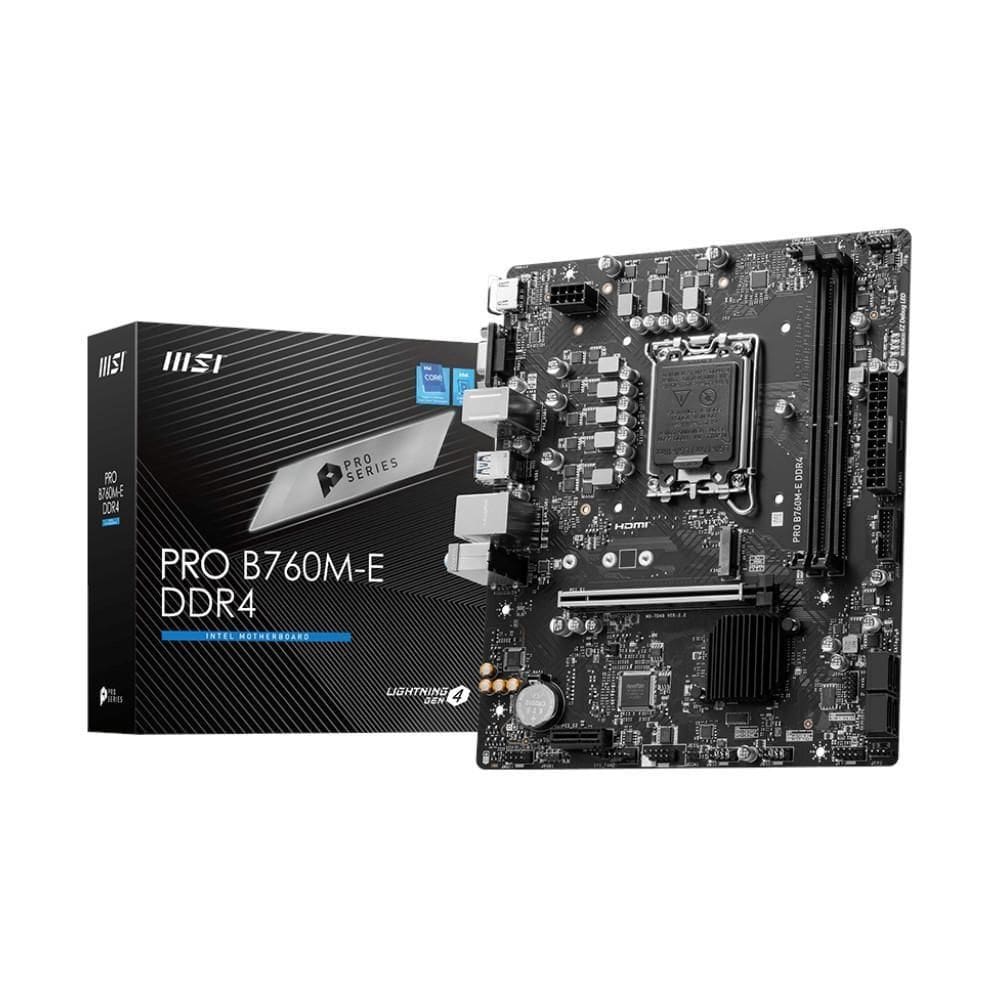 Placa Mãe MSI PRO B760M-E DDR4, Intel LGA 1700, PCIe 4.0, Lightning Gen 4 x4 M.2