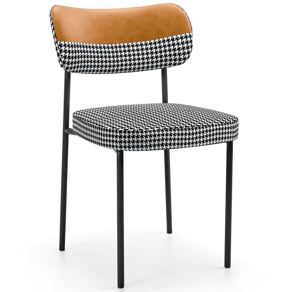 Cadeira Decorativa Para Sala De Jantar Melina L02 Faixa Couríssimo Whisky Pied Poule - Lyam Decor