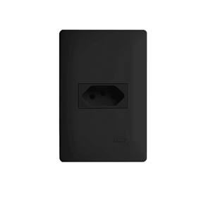 Tomada Preta 2P+T 10A/250V Com Placa Habitat Black - Fame