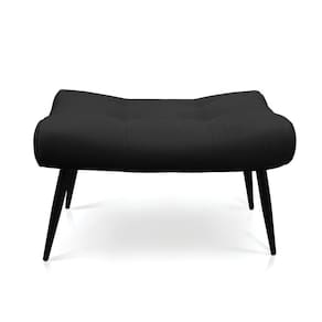 Puff Sher Suede Pés Palito De Ferro - D`Rossi Cor Preto