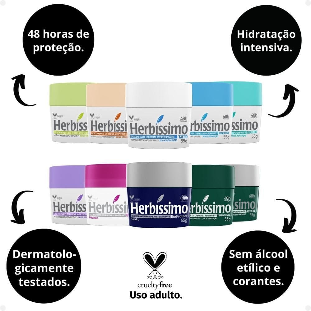 Kit Desodorante Creme Herbissimo Antiperspirante Com 10 | Casas Bahia